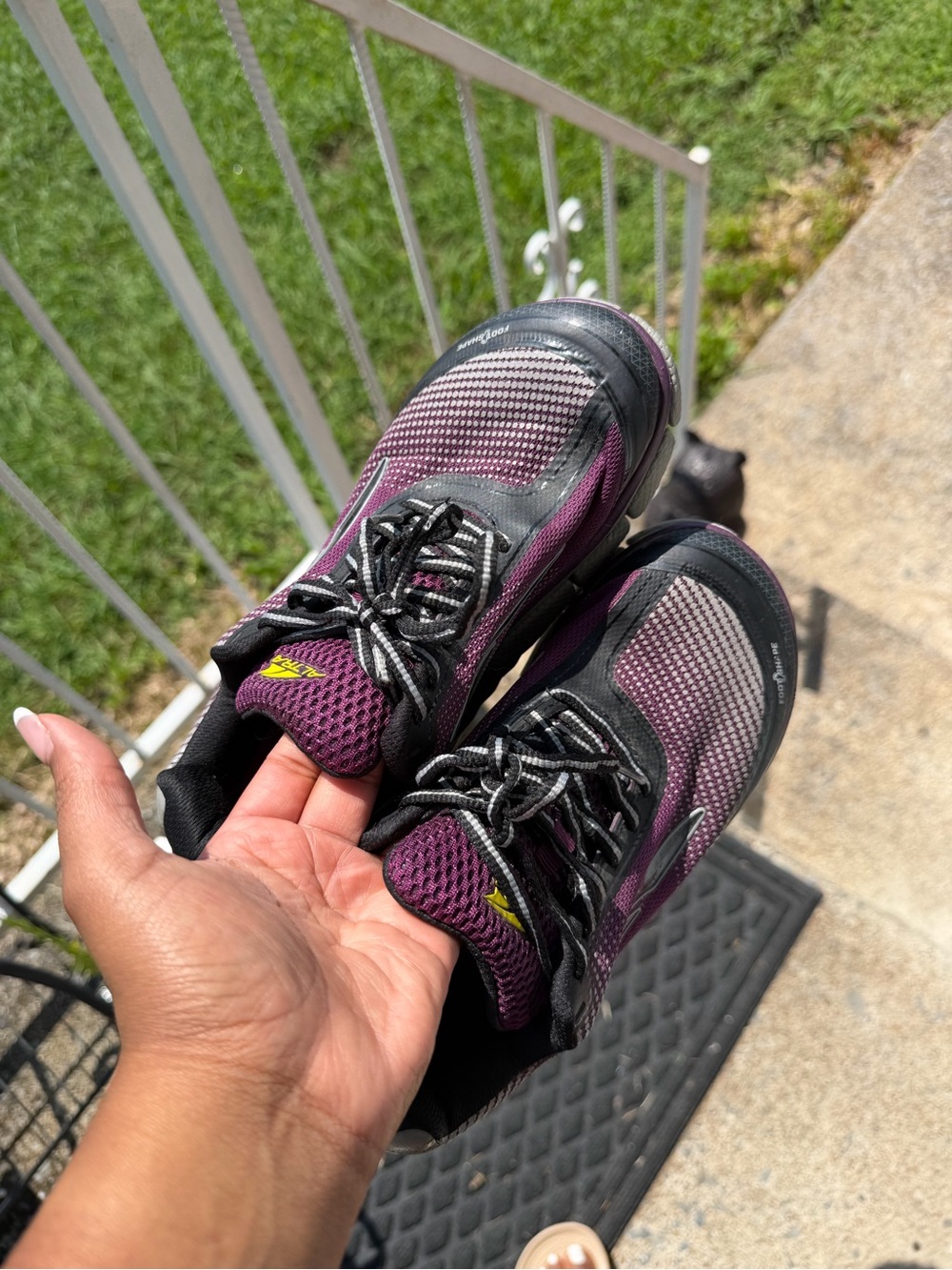 Altra Women's Trail Shoes in Purple and Black with Yellow Accent